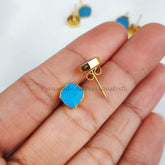 Raw Turquoise Crystal Studs, Healing Gemstone Earrings, December Birthstone Stud, Sold By Pair